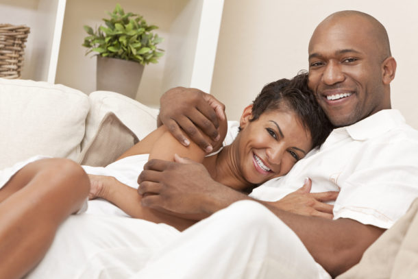 African American Couple embracing